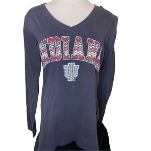 GEAR Indiana‎ University Hoosiers Black Red Cotton V Neck T Shirt Size Medium